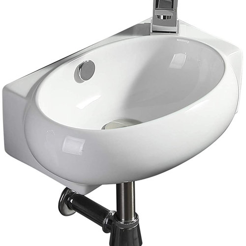Fine Fixtures White Ceramic Oval Wall Mount Bathroom Sink with Overflow ...